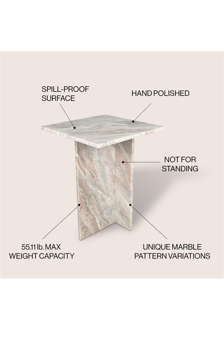 JONATHAN Y Cecil 18.5" Contemporary Natural Marble Handmade T-Shaped End Table, Alternate, color, Gray/Beige