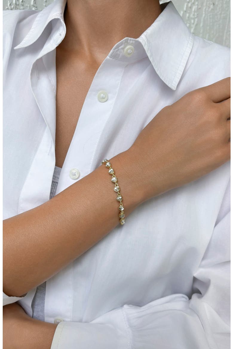 Heart Crystal Link Bracelet, Alternate, color, GOLD