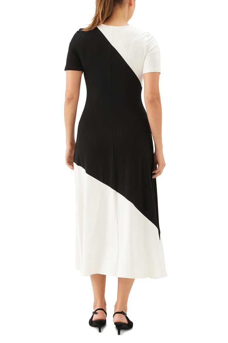 Colorblock Jersey Midi Dress, Alternate, color, WHITE/ BLACK