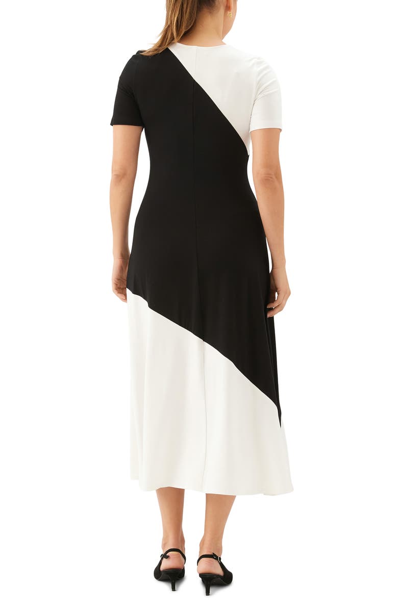 Karen Kane Colorblock Jersey Midi Dress, Alternate, color, White/ Black