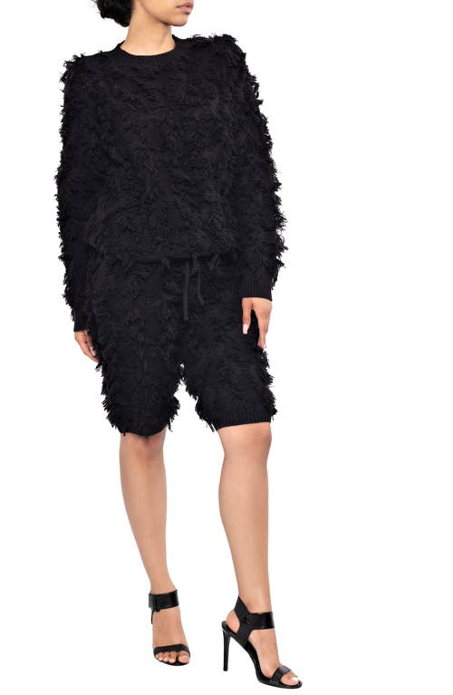 Dai Moda Fusion Wool & Cotton Sweater Shorts In Black