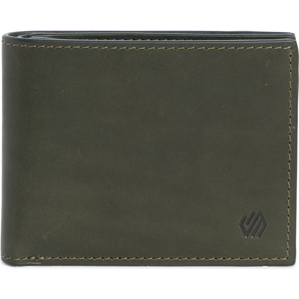 Johnston & Murphy Waxy Leather Billfold Wallet In Green