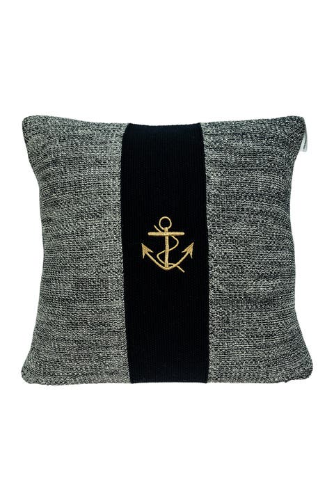 Ahoy Nautical Pillow - 18" x 18" - Blue