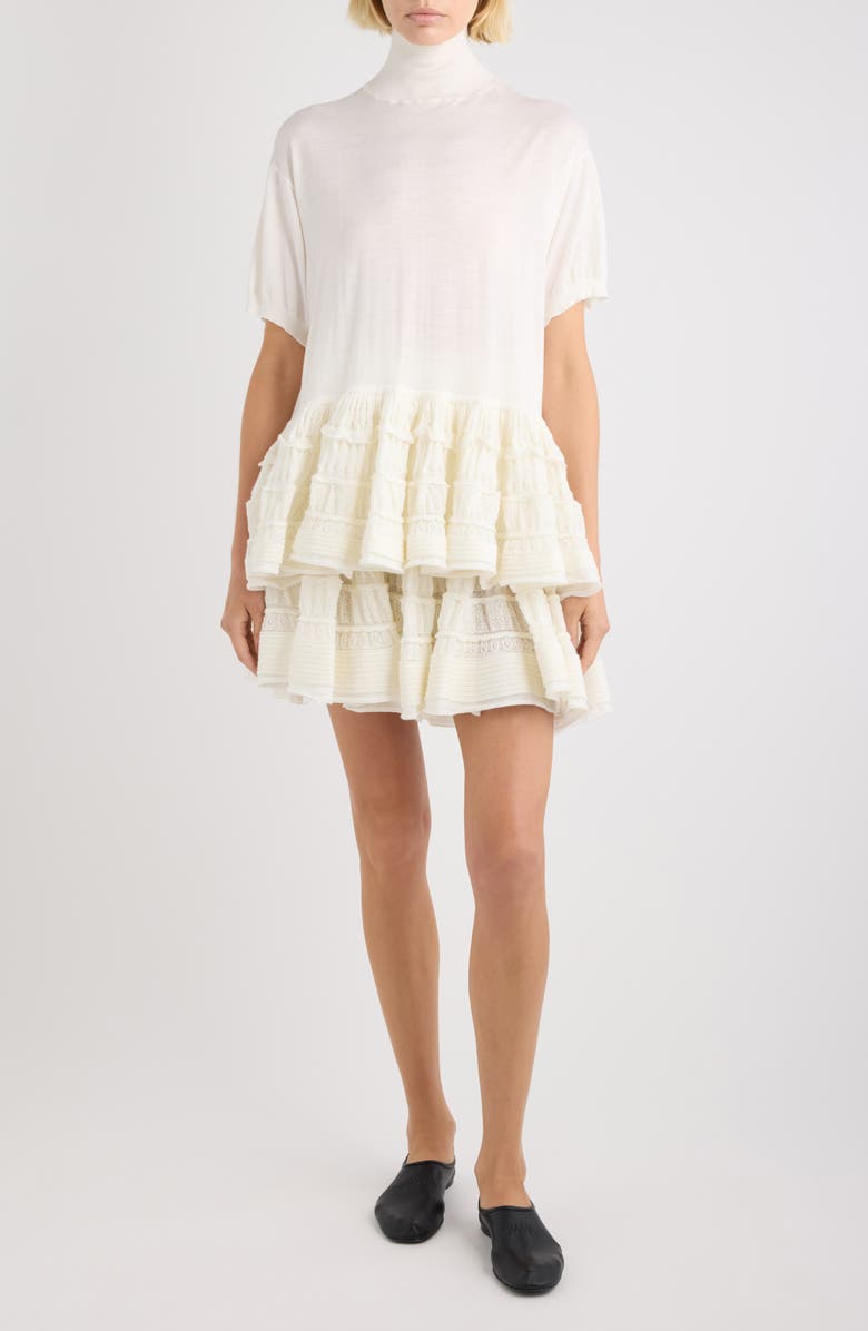 Alaïa Wool Blend Crinoline Sweater, Alternate, color, Blanc