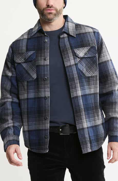 Plaid Flannel Shirt Jacket with Faux Fur Lining