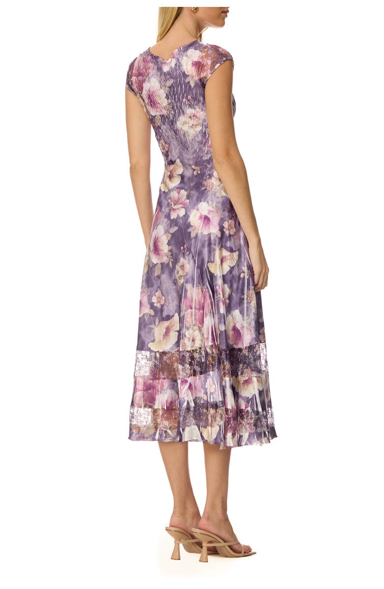 Komarov Dramatic Lace Inset Dress with Cap Sleeves, Alternate, color, Morning Glory