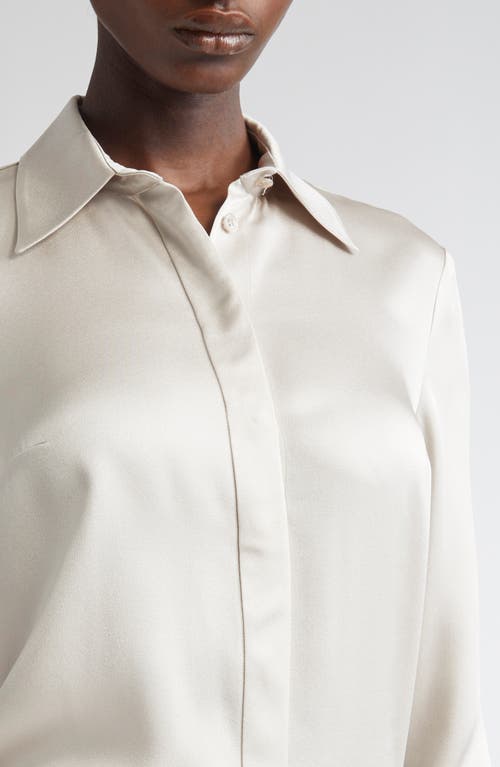 Michael Kors Collection Hansen Charmeuse Button-up Shirt In White