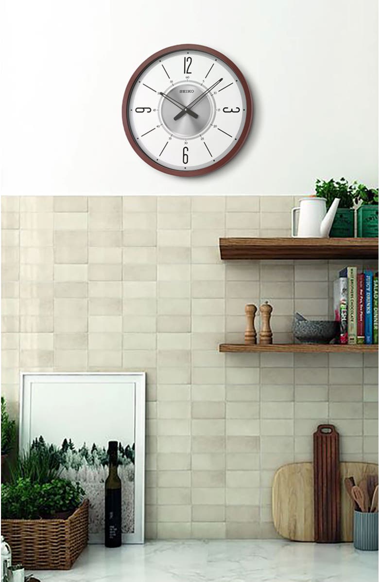 Seiko Abbott Wall Clock, Alternate, color, Brown