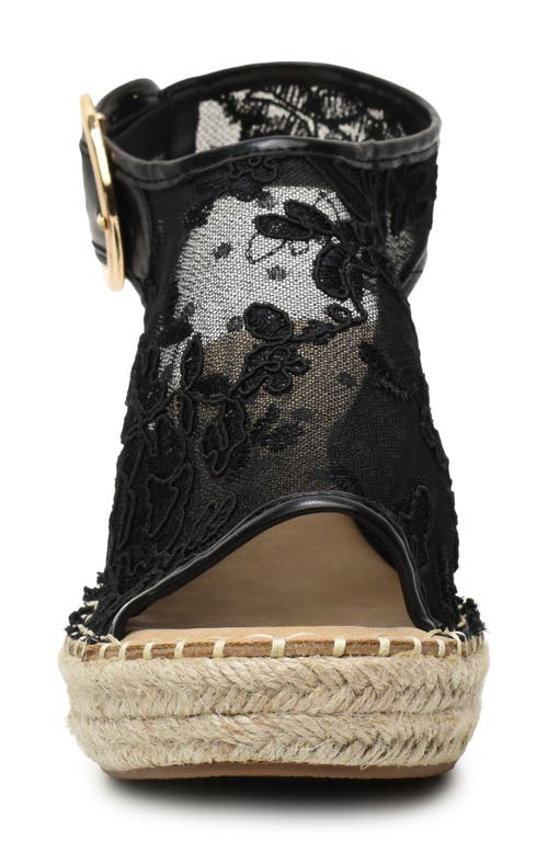 Catherine Catherine Malandrino Latio Mesh Lace Wedge Sandal In Black