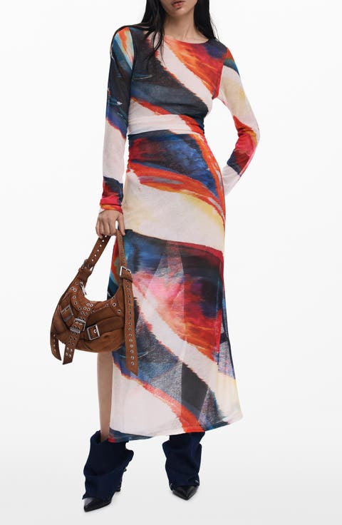 Long Sleeve Abstract Dress