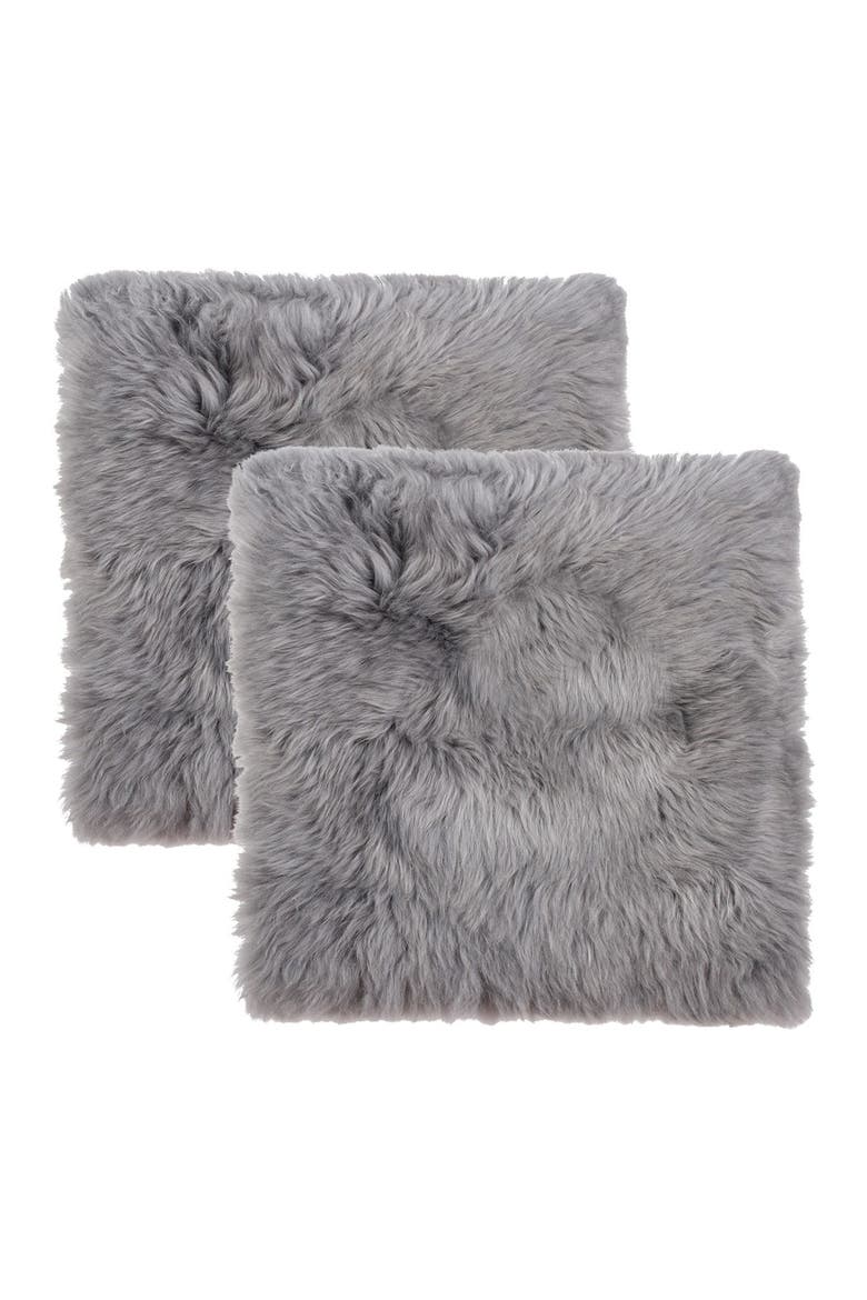 New Zealand Genuine Sheepskin Shearling Chair Seat Pad - Set of 2, Main, color, GREY