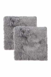 NATURAL New Zealand Genuine Sheepskin Shearling Chair Seat Pad - Set of 2