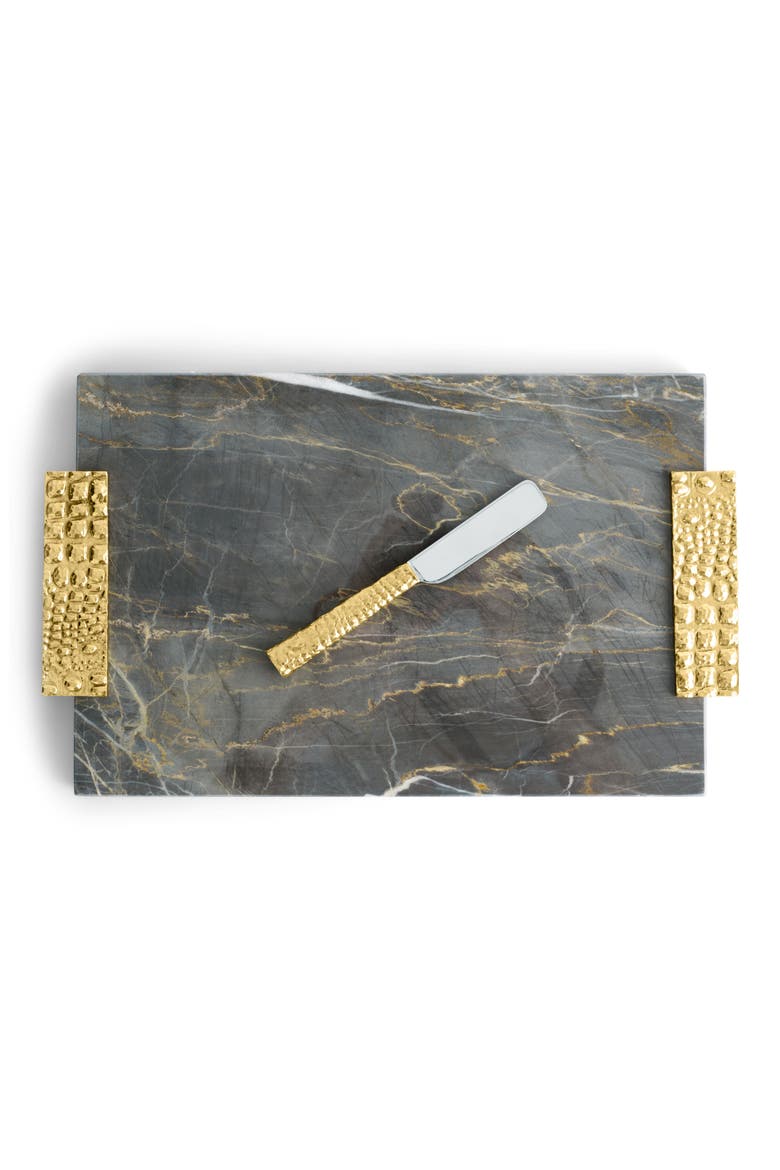 Safari Luxe Large Cheese Board & Spreader, Alternate, color, Charcoal