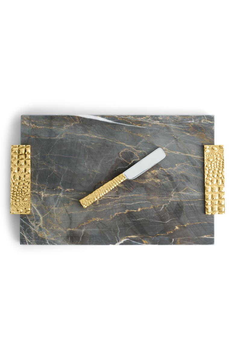 Michael Aram Safari Luxe Large Cheese Board & Spreader, Alternate, color, Charcoal