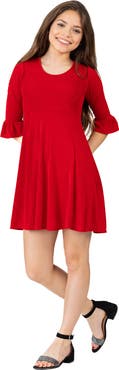 24sevenKid Elbow Length Sleeve Fit and Flare Party Dress
