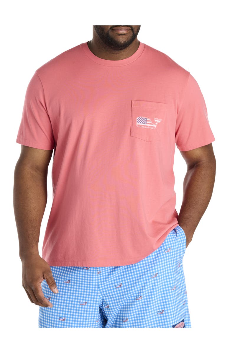 vineyard vines Big & Tall Flag Whale Pocket T-Shirt, Alternate, color, Lobster Reef