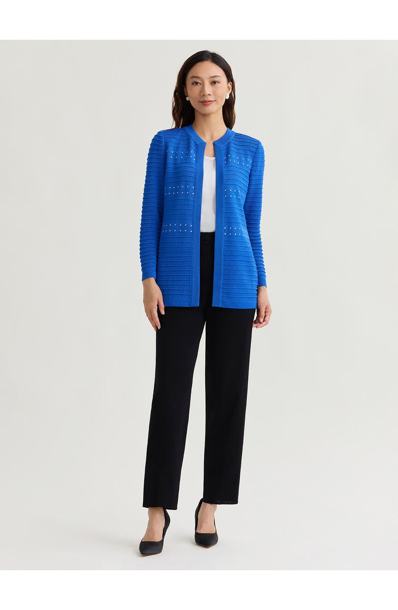 Misook Ottoman Stitch Knit Jacket, Main, color, Aegean Blue