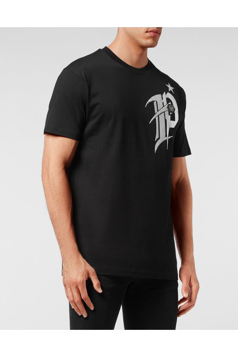 T-Shirt Round Neck Gothic Plein Men, Main, color, black