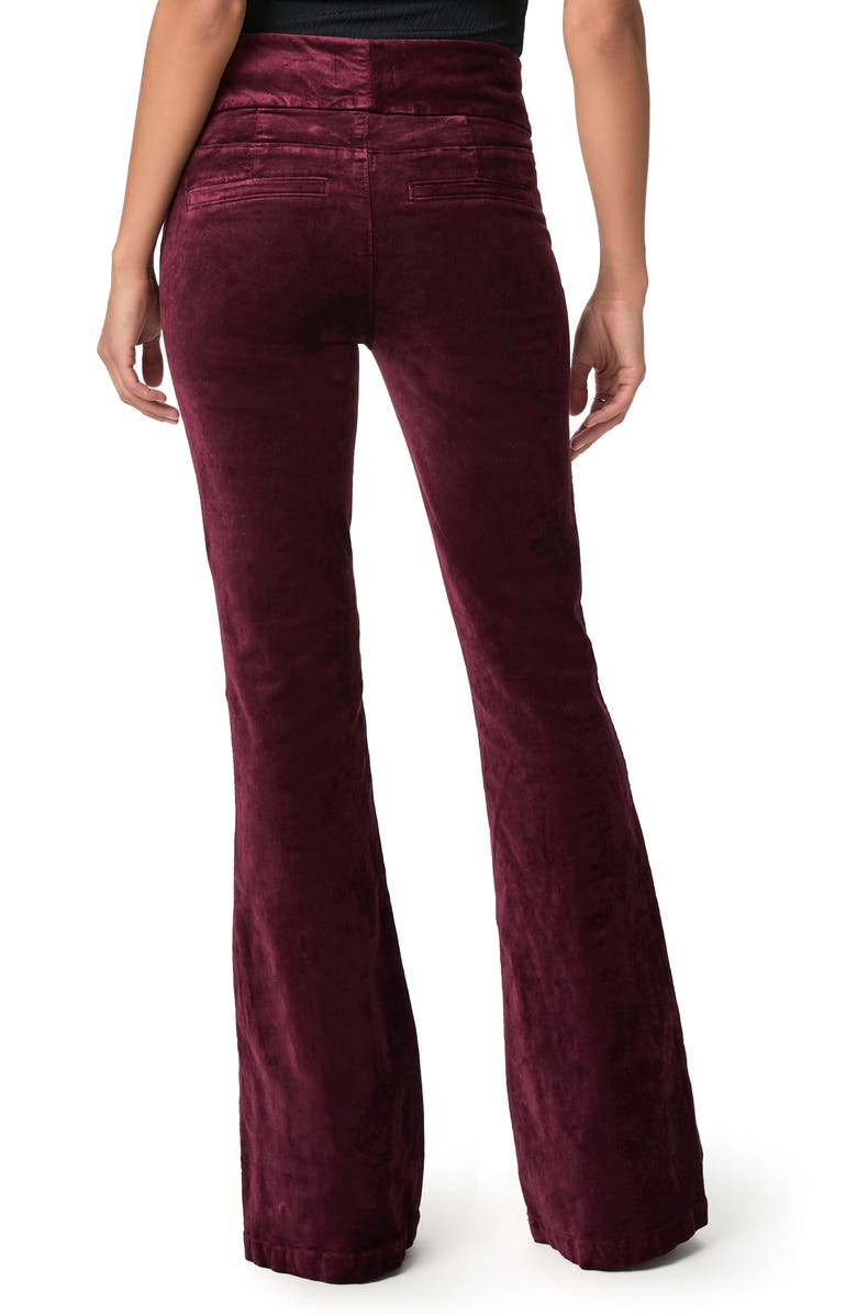 PAIGE Lou Lou Wide Leg Velvet Flare Pants, Alternate, color, Dark Oxblood