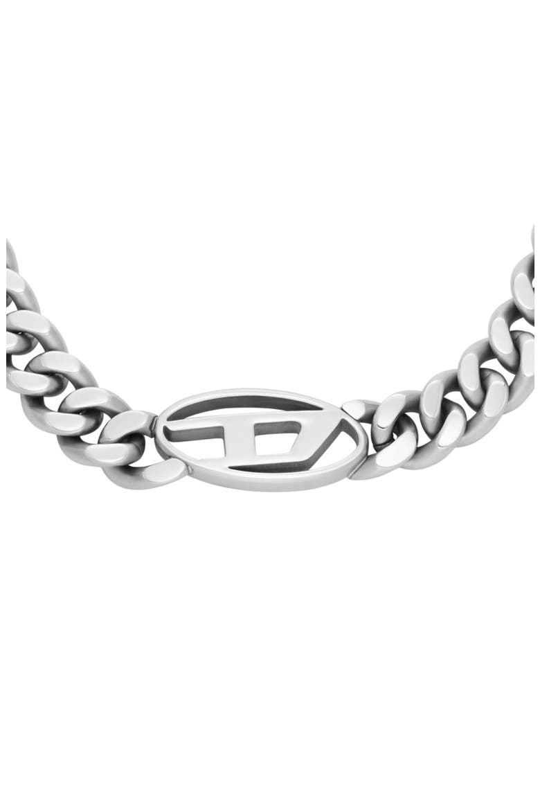 Oval D Logo Chain Choker Necklace, Alternate, color, SILVER