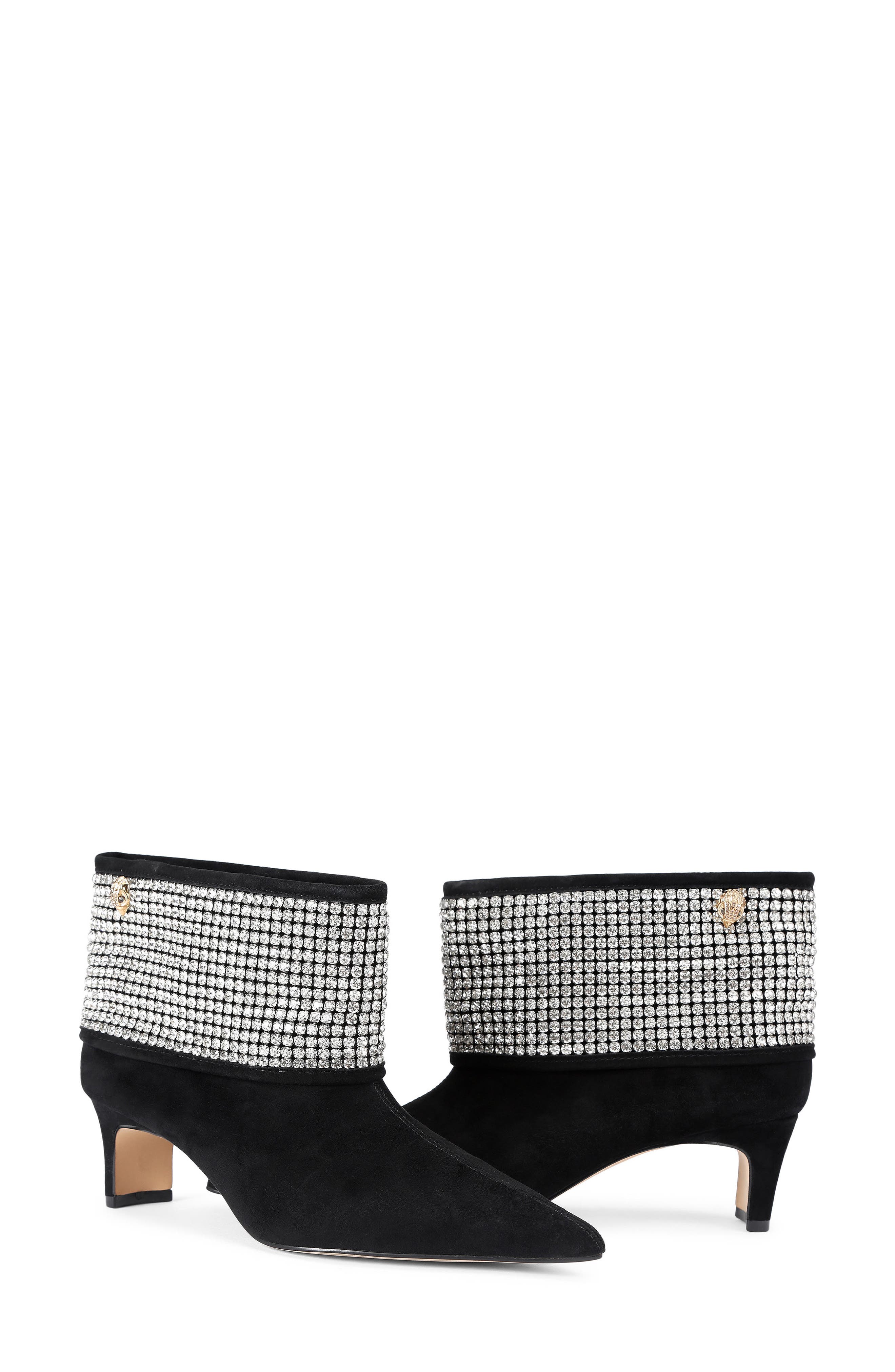Kurt Geiger London Fold-Over Embellished Bootie, Alternate, color, Charcoal