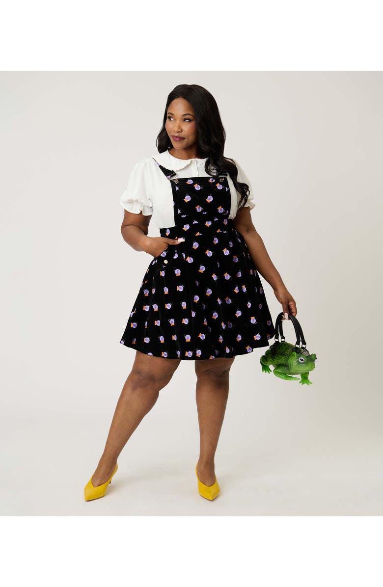Unique Vintage Plus Size Brionne Pinafore Skirt, Alternate, color, Black Crystal Ball