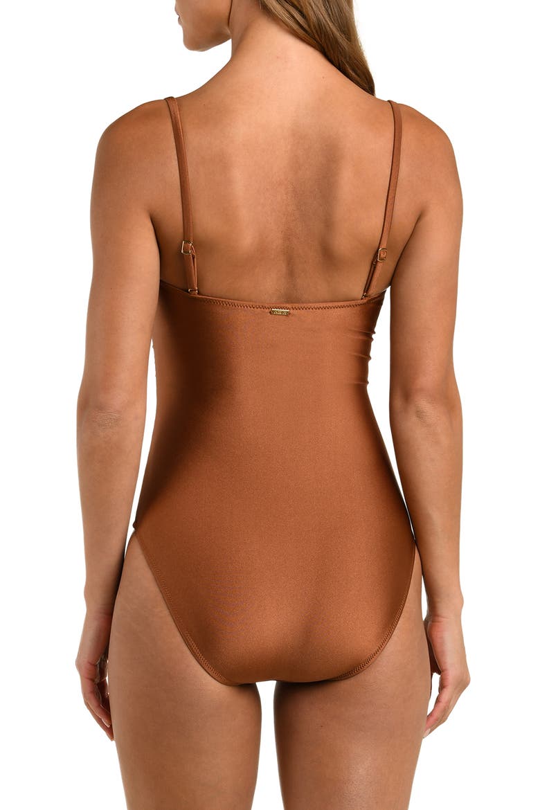 Aubrey Ruched Shimmer One-Piece Swimsuit, Alternate, color, BRONZE