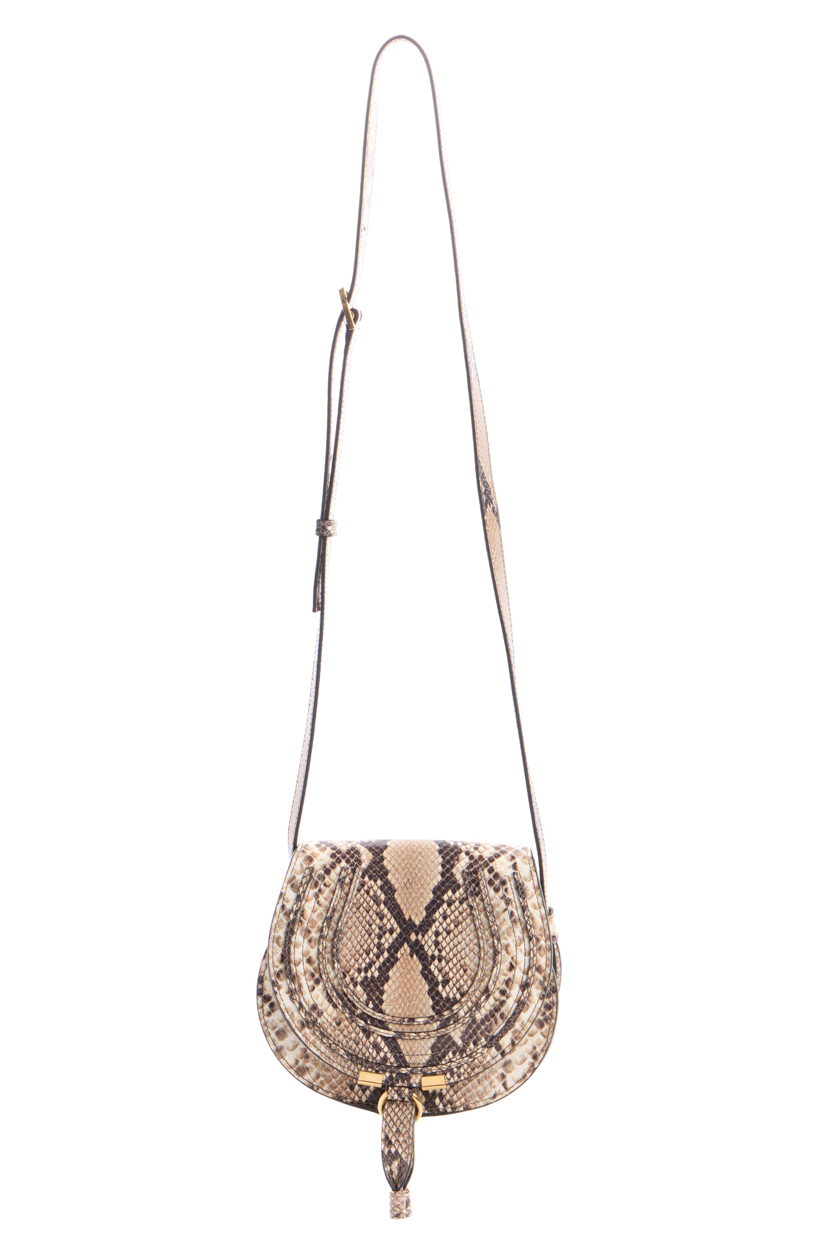 Chloé Marcie Snakeskin Embossed Leather Crossbody Bag, Alternate, color, Dusty Beige