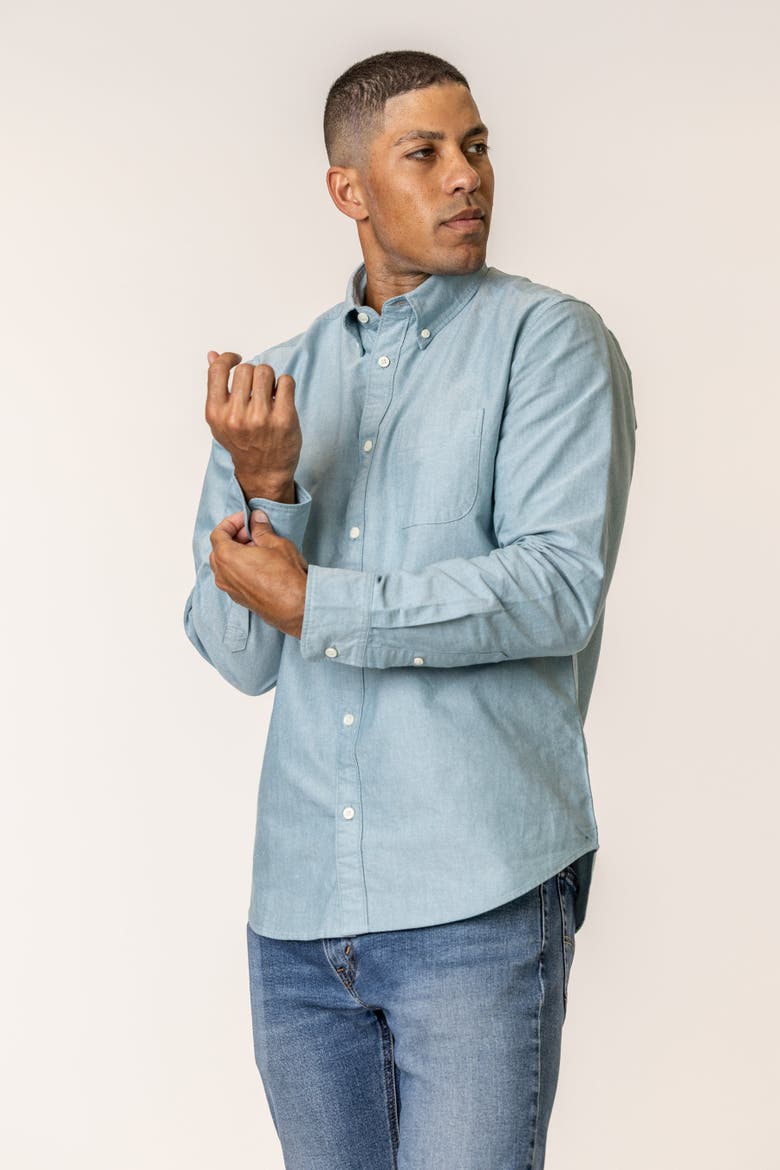 Organic Cotton Oxford Shirt, Alternate, color, Light Teal