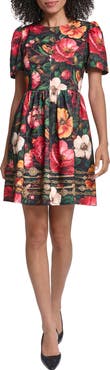 KARL LAGERFELD PARIS Print Jacquard Fit & Flare Dress