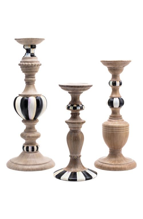 Mackenzie-childs Mackenzie Childs Courtly Set Of 3 Pillar Candleholders In Neutral