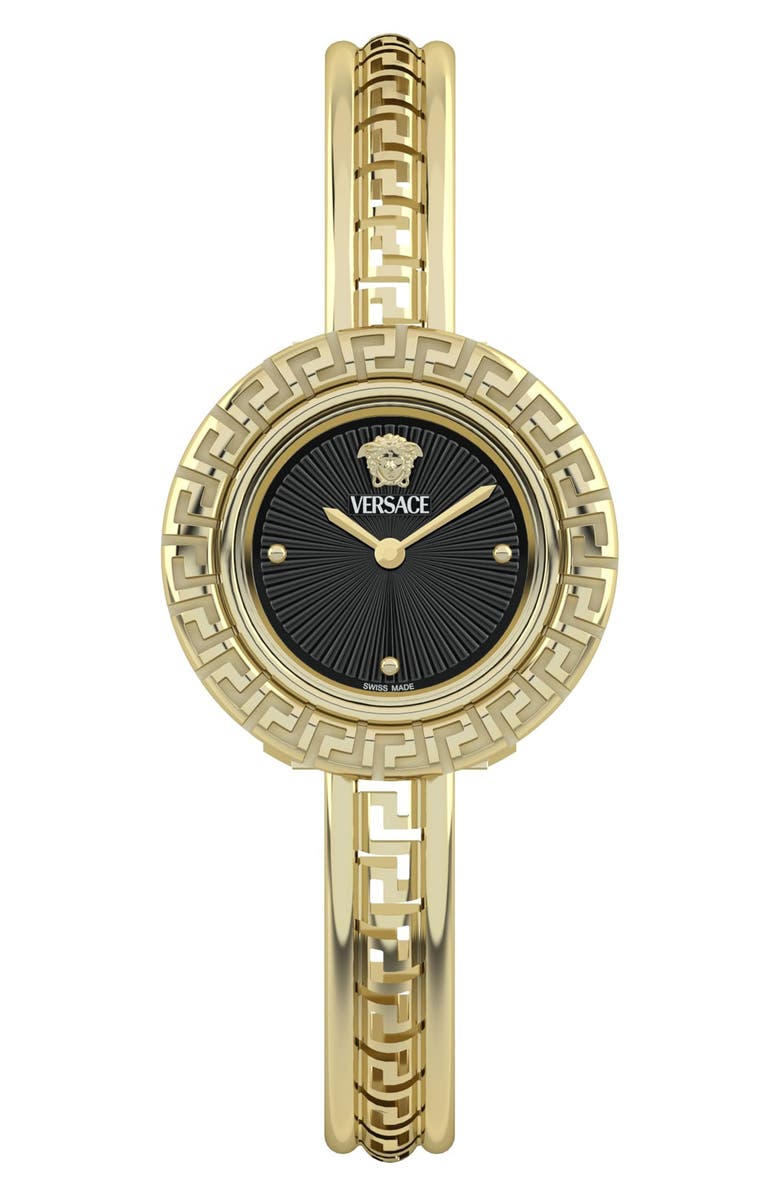 Versace Greca Pendant Bracelet Watch, 28mm, Main, color, Ip Yellow Gold
