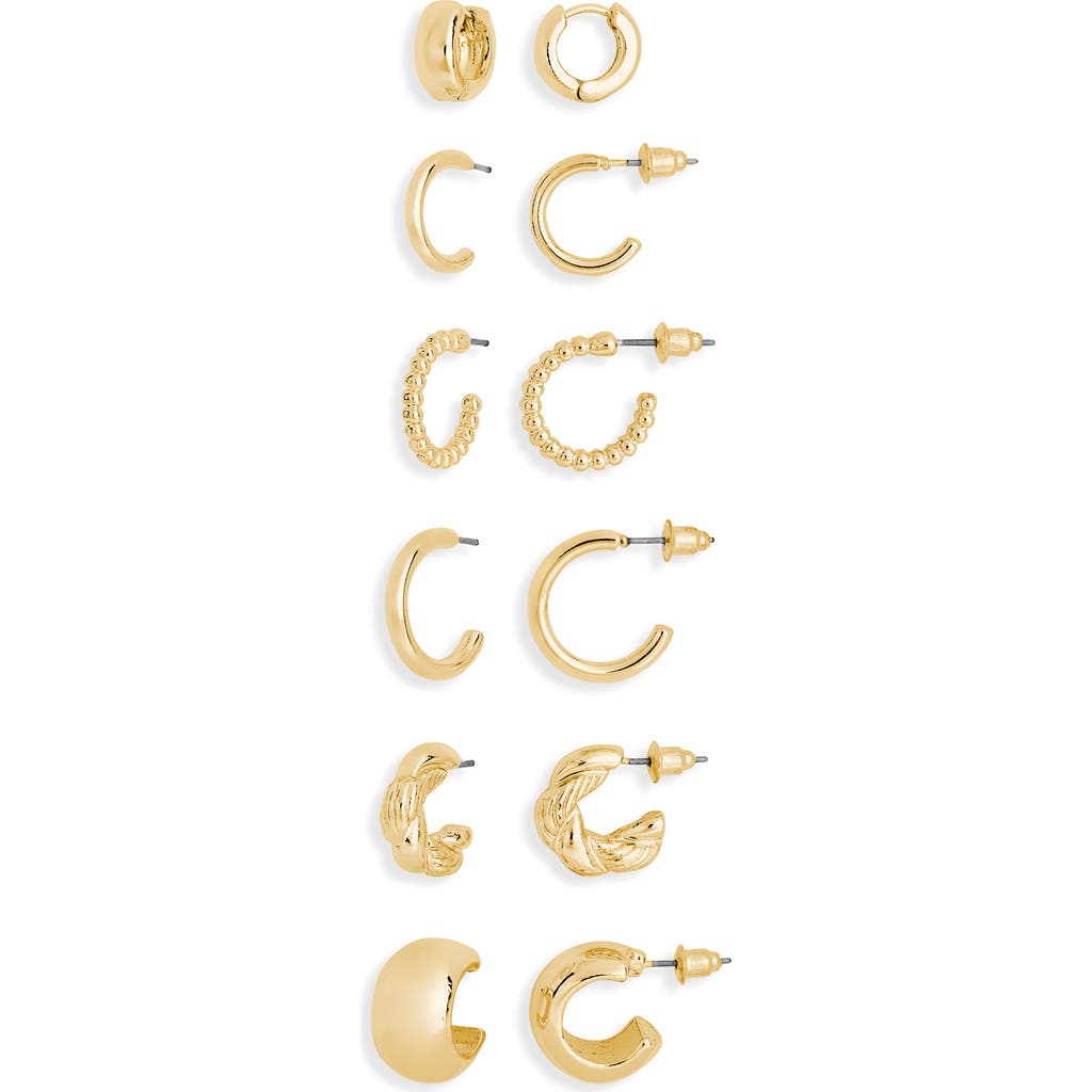 Bp. Set Of 6 Hoop Earrings In Gold