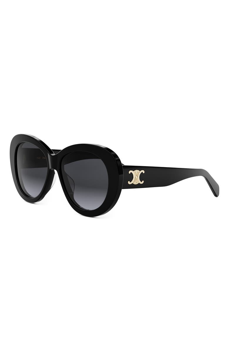 CELINE Triomphe 55mm Gradient Butterfly Sunglasses, Alternate, color, Shiny Black / Gradient Smoke