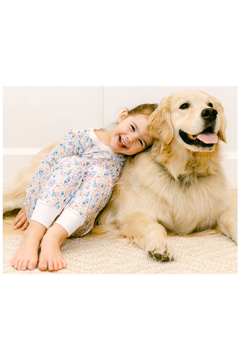 Dog Party Fitted Two-Piece Pajamas, Alternate, color, ROVER MULTI
