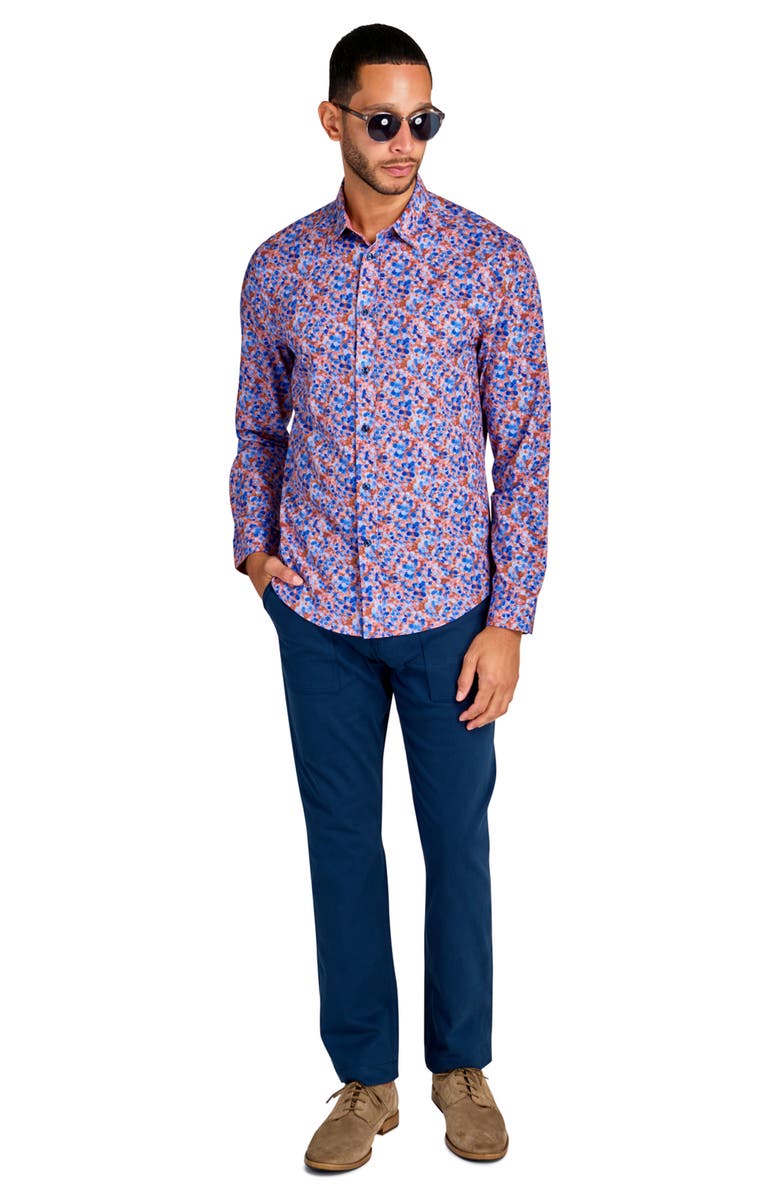 Brooklyn Brigade Slim Fit Micro Floral Recycled 4-Way Stretch Performance Long Sleeve Shirt, Alternate, color, Multi