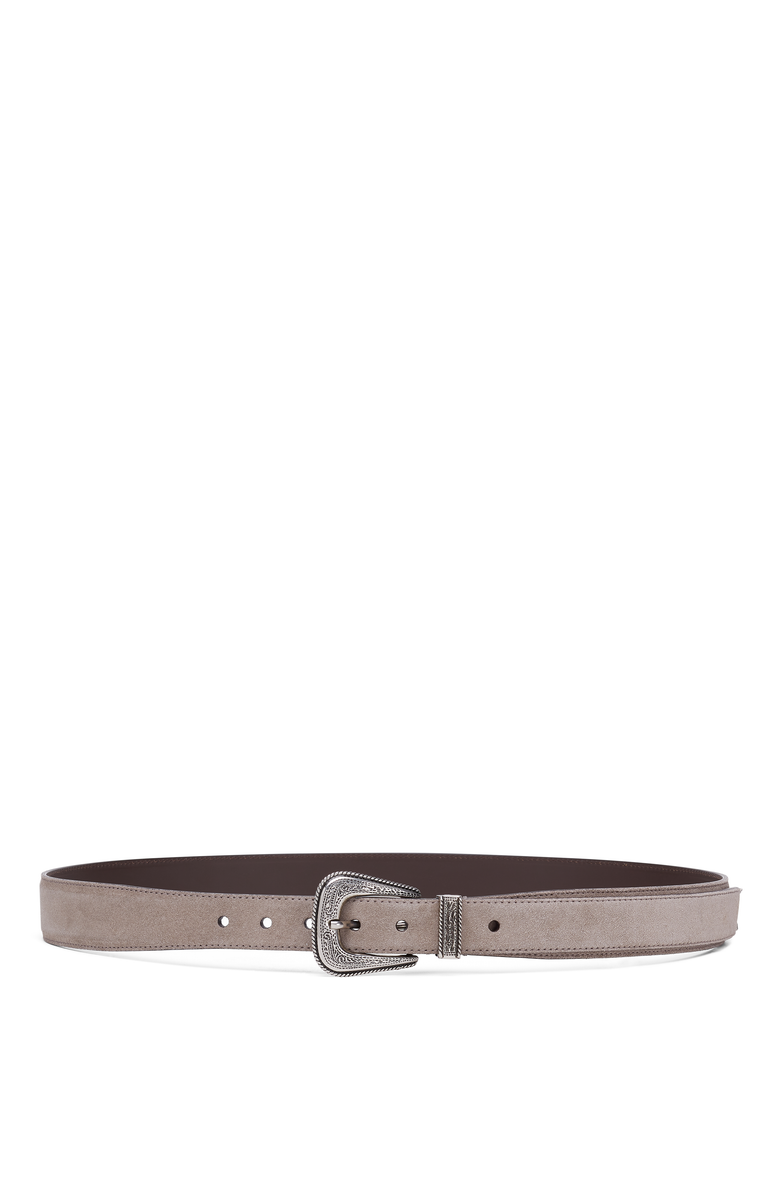 Brunello Cucinelli Suede belt with detailed buckle, Main, color, 