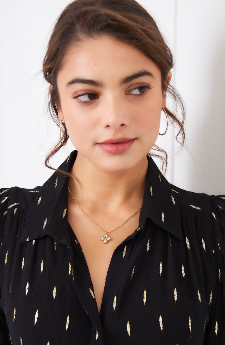 Karen Kane Metallic Tie Front Top, Alternate, color, Black