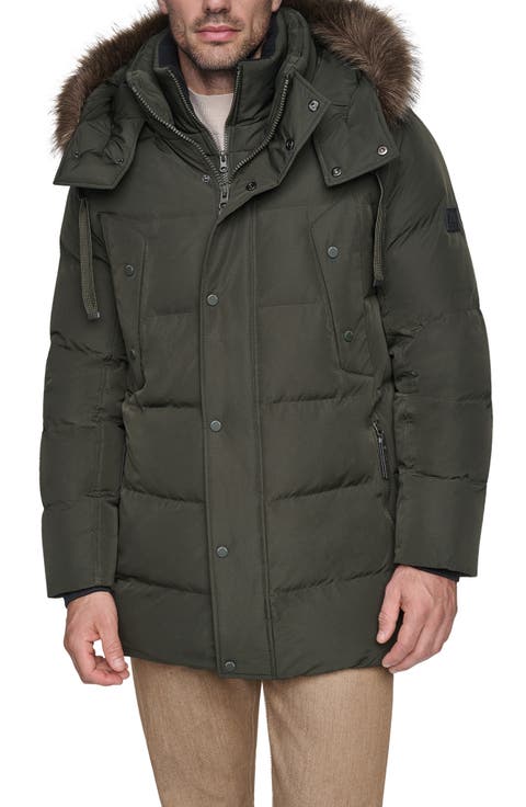 Hooded Down & Feather Fill Parka with Bib