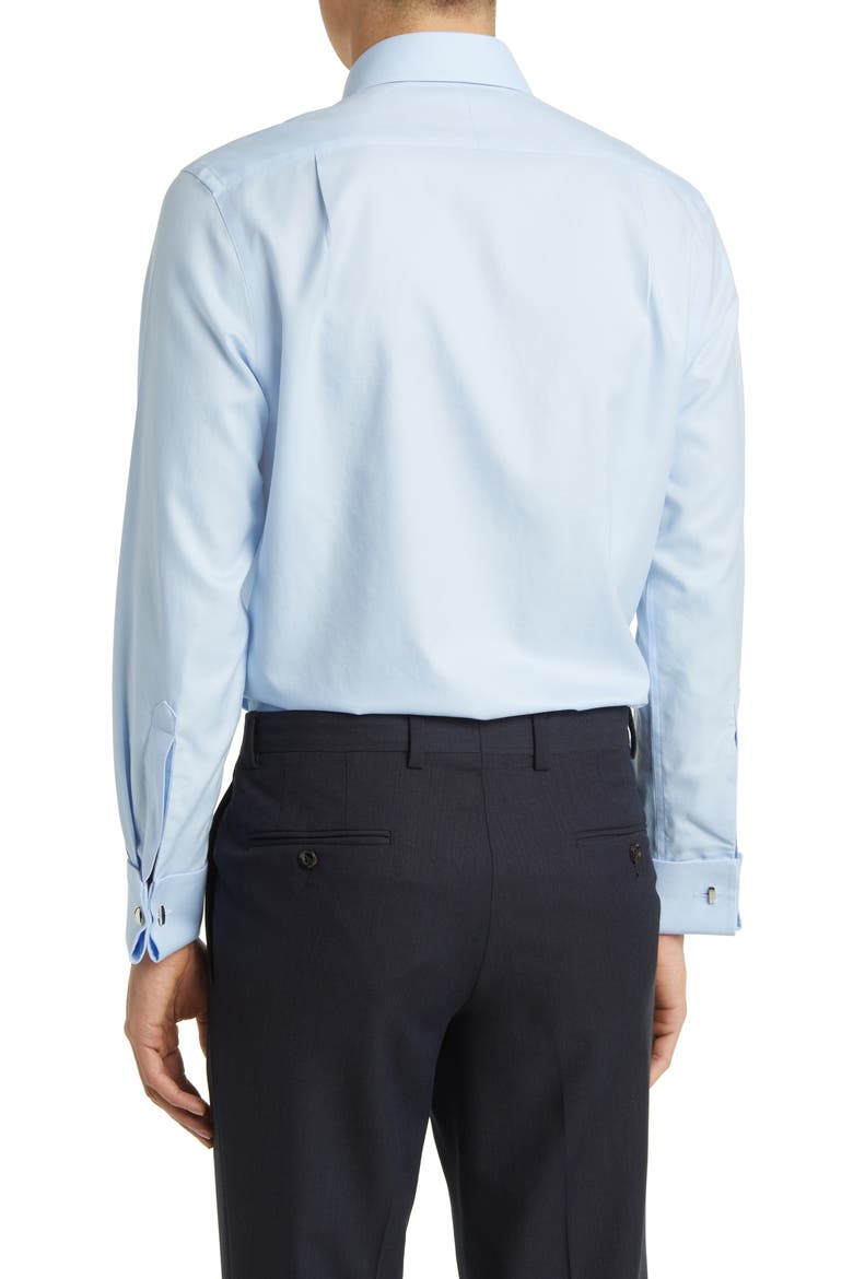 Non-Iron Twill Cutaway Slim Fit Shirt Double Cuff, Alternate, color, SKY BLUE
