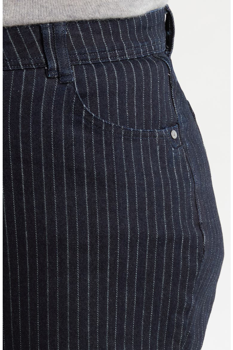 Brittany Pinstripe High Waist Itty Bitty Bootcut Jeans, Alternate, color, INDIGO