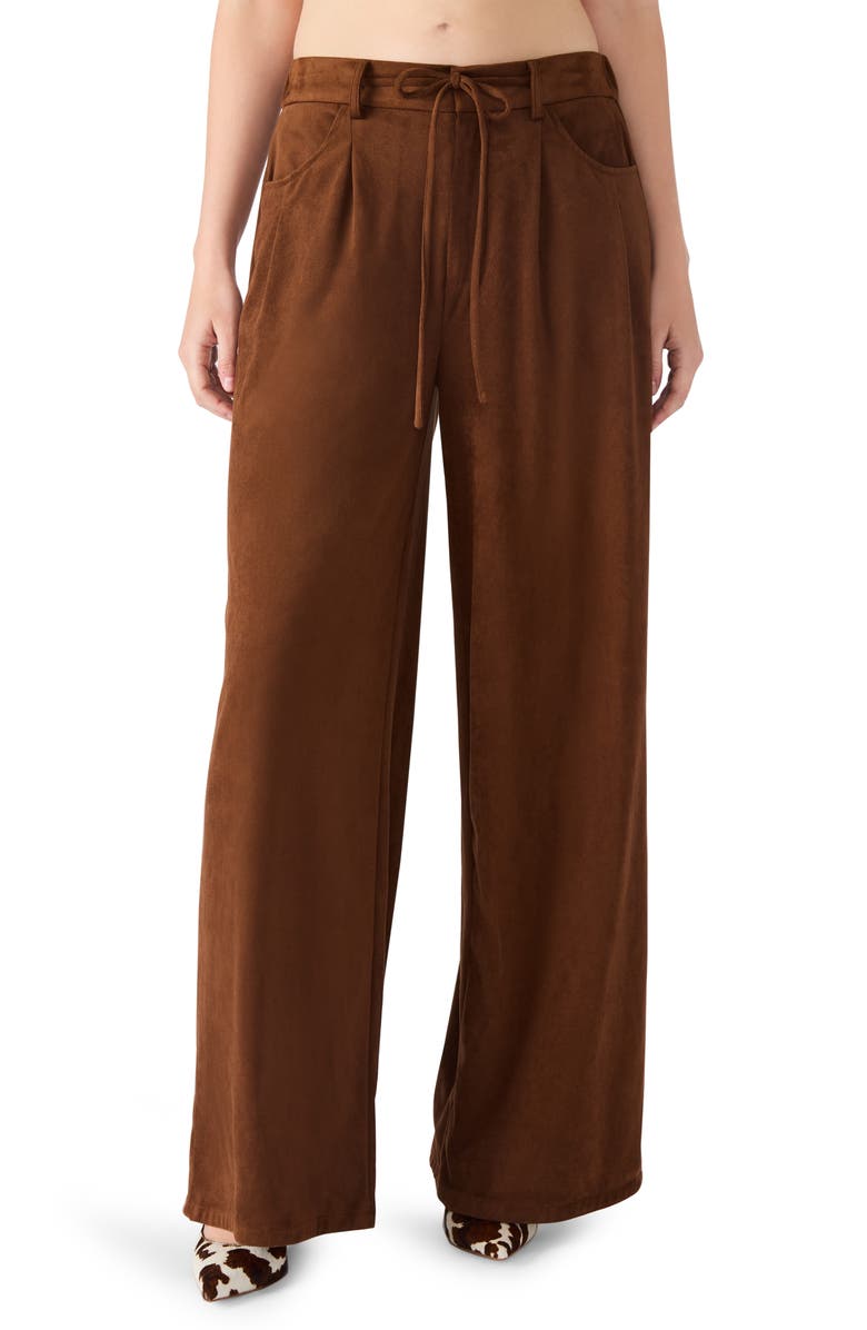 Steve Madden Alysia Faux Suede Drawstring Pants, Main, color, Chicory Coffee