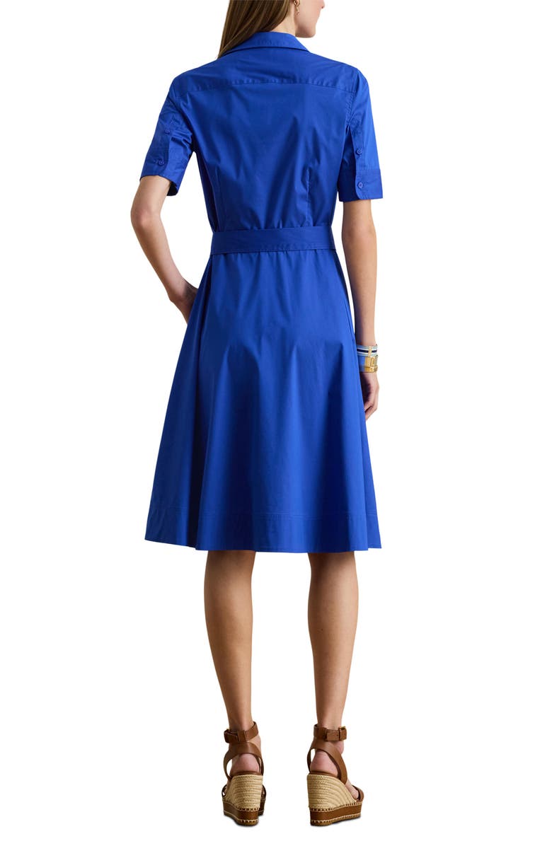 Lauren Ralph Lauren Finnbarr Belted Cotton Blend Shirtdress, Alternate, color, Cruise Royal Blue