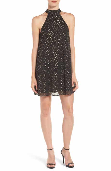 Chelsea28 Metallic Halter Dress