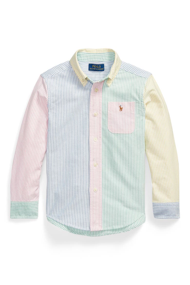 Kids' Stripe Cotton Button-Down Oxford Shirt, Main, color, MULTI
