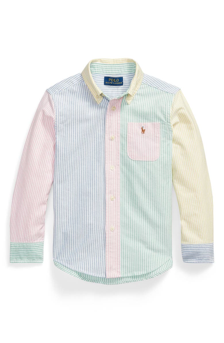 Polo Ralph Lauren Kids' Stripe Cotton Button-Down Oxford Shirt, Main, color, Uni Stripe Fun Shirt