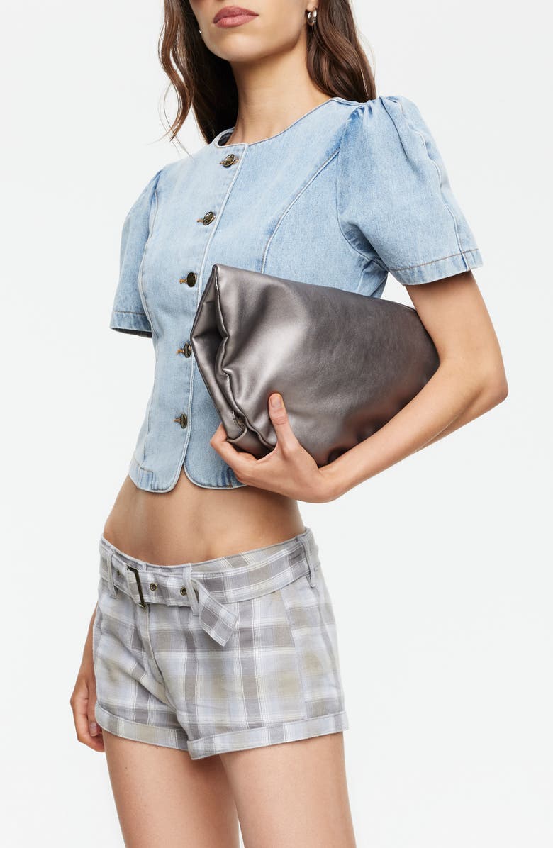 LIONESS Puff Sleeve Denim Shirt, Alternate, color, Light Denim