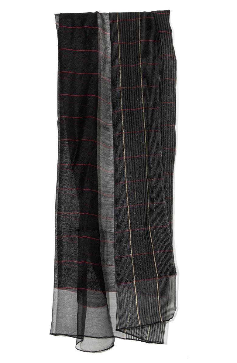 SAACHI Shimmer Plaid Wool & Silk Scarf, Alternate, color,