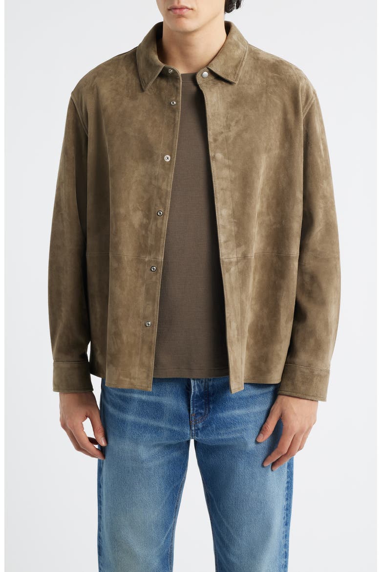Suede Shirt Jacket, Main, color, DARK BEIGE