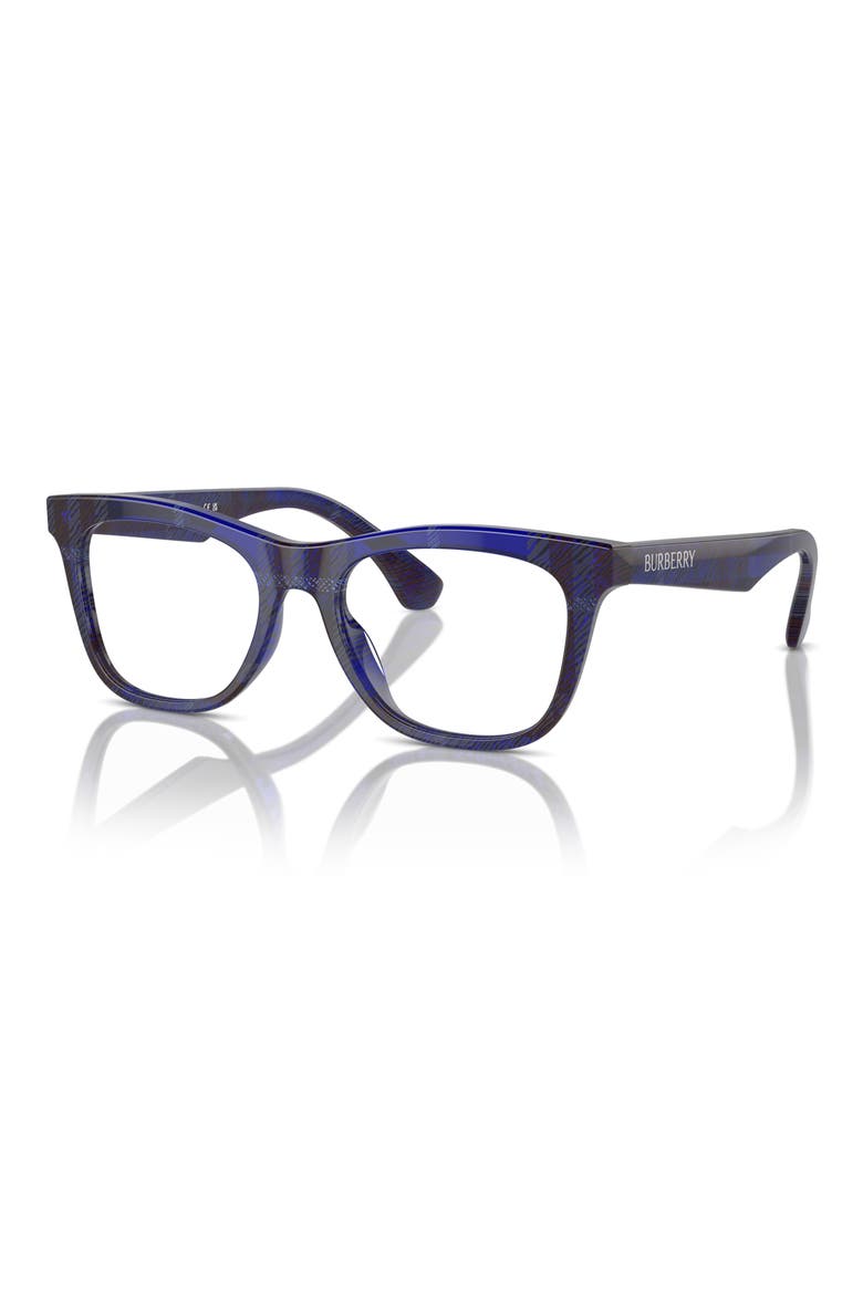 47mm Square Optical Glasses, Alternate, color, CHECK BLUE / DEMO LENS